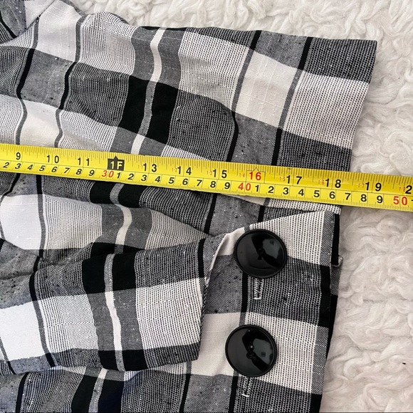 Vintage black & white plaid long-sleeve top, medium - Picture 7 of 10